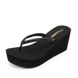 BOREE Women Summer Bling Crystal Slippers Flip Flops Platform Wedges Slipper Vacation Beach Outdoor Sandals femmes chaussures