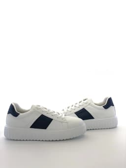 Men’s White Sneakers Lace-Up Casual Shoes Contrast Stripe Lightweight Comfortable Low Top Fashion Walking Shoes