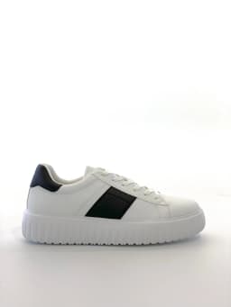 Men’s White Sneakers Lace-Up Casual Shoes Contrast Stripe Lightweight Comfortable Low Top Fashion Walking Shoes