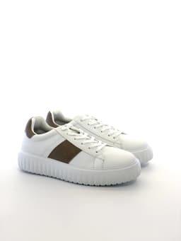 Men’s White Sneakers Lace-Up Casual Shoes Contrast Stripe Lightweight Comfortable Low Top Fashion Walking Shoes