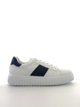 Men’s White Sneakers Lace-Up Casual Shoes Contrast Stripe Lightweight Comfortable Low Top Fashion Walking Shoes