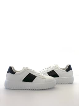 Men’s White Sneakers Lace-Up Casual Shoes Contrast Stripe Lightweight Comfortable Low Top Fashion Walking Shoes