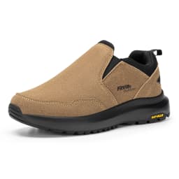 FitVille Men's Shoes Fashion Casual Leather Loafers Wide Slip on Hiking Shoes for Men Water Resistant Walking with Arch Support