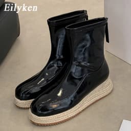 Eilyken New Fashion Sewing Round Toe Women Ankle Boots Designer Twine Weaving Thick Bottom Platform Zipper Shoes