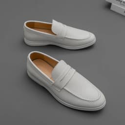 Men Casual Leather Shoes White Slip On Leather Loafers Men High Quality Party Social Leather Shoes Men's Office Business Shoes