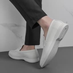 Men Casual Leather Shoes White Slip On Leather Loafers Men High Quality Party Social Leather Shoes Men's Office Business Shoes
