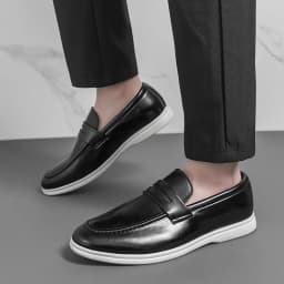 Men Casual Leather Shoes White Slip On Leather Loafers Men High Quality Party Social Leather Shoes Men's Office Business Shoes