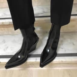 2026 Patent Leather Pointed High-heeled Women's Platform New Versatile Wedge Heel Handsome Fashion Bare Short Boots