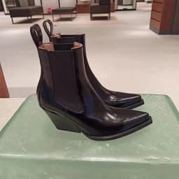 2026 Patent Leather Pointed High-heeled Women's Platform New Versatile Wedge Heel Handsome Fashion Bare Short Boots