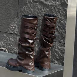 Vintage Platform Thick Sole Women Knee High Boots Fashion Ladies Multi Buckle Leather Long Booties Botas De Inverno Feminina