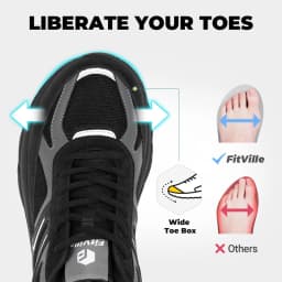FitVille Extra Wide Shoes For Men Wide Walking Shoes Wide Width Casual Sneakers Comfortable Orthopedic Shoe Arch Support Lightweight For Swollen Feet Plantar Fasciitis Neuropathy