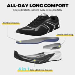 FitVille Extra Wide Shoes For Men Wide Walking Shoes Wide Width Casual Sneakers Comfortable Orthopedic Shoe Arch Support Lightweight For Swollen Feet Plantar Fasciitis Neuropathy