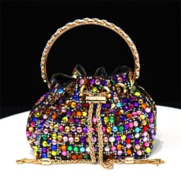 Multicolor Rhinestone Heels & Bag Set | Crystal Pointed Slingback Pumps, Women Wedding Bridal Evening Party Matching Shoes Handb
