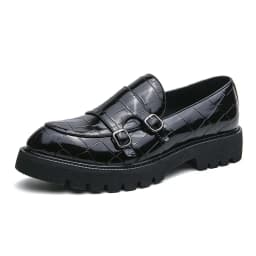 Street Fashion Men's Loafers Thick Sole Big Toe Shoes Trend Green Party Dress Shoes Men's Genuine Leather Casual Shoes 37-46