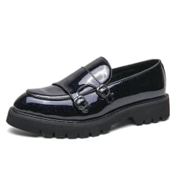 Street Fashion Men's Loafers Thick Sole Big Toe Shoes Trend Green Party Dress Shoes Men's Genuine Leather Casual Shoes 37-46
