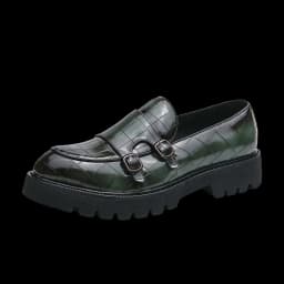 Street Fashion Men's Loafers Thick Sole Big Toe Shoes Trend Green Party Dress Shoes Men's Genuine Leather Casual Shoes 37-46