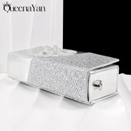 QueenaYan 2026 Elegant Silver Pointed-Toe High Heels Shoes with Diamond Accents & Matching Bag - Ideal for Party Elegance