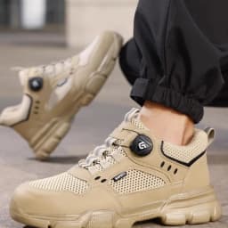 Rotating Button Protection Shoes Breathable in Summer Safety Shoes Men Anti-Smash Anti Puncture Work Sneakers Steel Toe Shoes