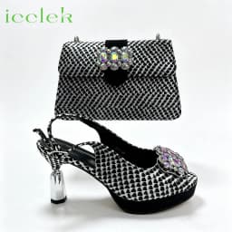 Elegant 2026 Lilac Peep Toe High Heels with Diamond Accents Luxurious Italian Design Pumps & Matching Bag Set for WeddingParty