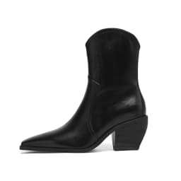 2025 New Trend Autumn Winter Women Split Leather High Block Heels Western Boots Black Brown Fashion Pointed Toe Slip-On Boots