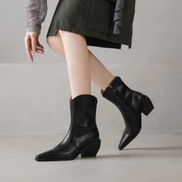 2025 New Trend Autumn Winter Women Split Leather High Block Heels Western Boots Black Brown Fashion Pointed Toe Slip-On Boots