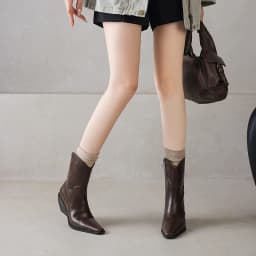 2025 New Trend Autumn Winter Women Split Leather High Block Heels Western Boots Black Brown Fashion Pointed Toe Slip-On Boots