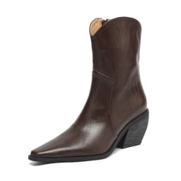 2025 New Trend Autumn Winter Women Split Leather High Block Heels Western Boots Black Brown Fashion Pointed Toe Slip-On Boots
