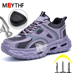 Fashion Women's Safety Shoes Anti-smash Anti-Puncture Work Sneakers Steel Toe Shoes Breathable Lightweight Protection Shoes 2026