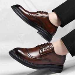 Men's Brogue Leather Shoes Fashionable Comfortable Business Formal Retro Derby Shoes UK Style Carved Floral Design-sjx26