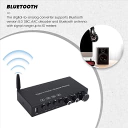 New USB 192KHz DAC Digital to Analog Converter with Headphone Amplifier Built-in Bluetooth 5.0 Receiver Music Player