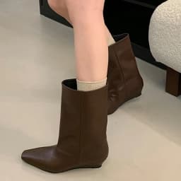 Eilyken Winter Soft Leather Pointed Toe Women Ankle Boots Designer Vintage Wedges Heel Concise Shoes Modern Ladies Botas