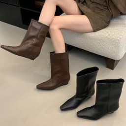 Eilyken Winter Soft Leather Pointed Toe Women Ankle Boots Designer Vintage Wedges Heel Concise Shoes Modern Ladies Botas