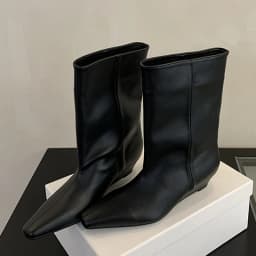 Eilyken Winter Soft Leather Pointed Toe Women Ankle Boots Designer Vintage Wedges Heel Concise Shoes Modern Ladies Botas