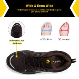 Fitville Extra Wide Toe Work Shoes Indestructable Steel Toe Protective Safety Shoes for Men Slip Resistant Comfortable Sneakers