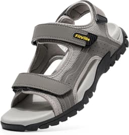 FitVille Mens Beach Sandals Wide Toe Box Walking Athletic Sandal For Men With Arch Support Cushion Slip-Resistant Beach Shoes