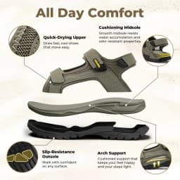 FitVille Mens Beach Sandals Wide Toe Box Walking Athletic Sandal For Men With Arch Support Cushion Slip-Resistant Beach Shoes