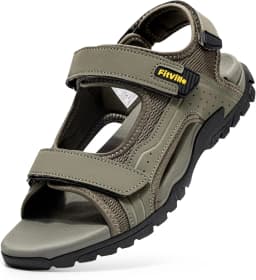 FitVille Mens Beach Sandals Wide Toe Box Walking Athletic Sandal For Men With Arch Support Cushion Slip-Resistant Beach Shoes