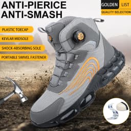 High-top Plastic Toe Cap Kevlar Anti-Smashing and Anti-Puncture Safety Shoes, Work Shoes, Protective Shoes