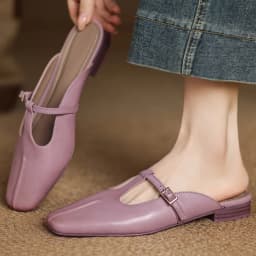 danxuefei plus size 34-41 women's cow leather t-strap slip-on flats summer slides sandals casual female soft comfortable mules