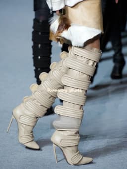 Pointed Multiple Broadband Connections Women's Mid-calf Boots Stilettos Spring And Autumn Style Retro Style Luxury Women's Shoes