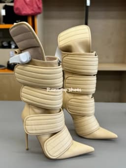 Pointed Multiple Broadband Connections Women's Mid-calf Boots Stilettos Spring And Autumn Style Retro Style Luxury Women's Shoes