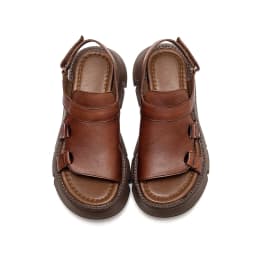 DRKANOL 2026 Handmade Genuine Leather Sandals Women Designer Luxury Hook And Loop Wedges Platform Casual Sandals Summer Shoes