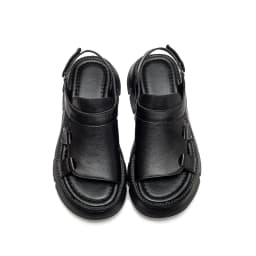 DRKANOL 2026 Handmade Genuine Leather Sandals Women Designer Luxury Hook And Loop Wedges Platform Casual Sandals Summer Shoes