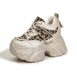 Women Casual Platform Sneakers 10CM High Heels 2026 New Spring Sport Leather Shoes Bling Trainers Chunky Sneakers Zapatos Mujer