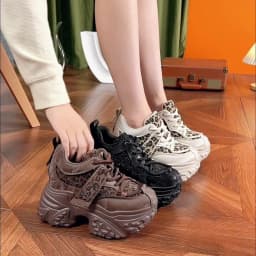 Women Casual Platform Sneakers 10CM High Heels 2026 New Spring Sport Leather Shoes Bling Trainers Chunky Sneakers Zapatos Mujer