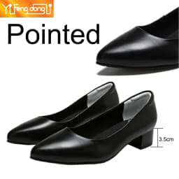 Comfortable and Breathable Mid-heel Genuine Leather Shoes Ideal for Waiters Office Staff Flight Attendants and Crew Members