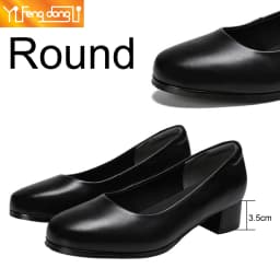 Comfortable and Breathable Mid-heel Genuine Leather Shoes Ideal for Waiters Office Staff Flight Attendants and Crew Members