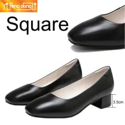 Comfortable and Breathable Mid-heel Genuine Leather Shoes Ideal for Waiters Office Staff Flight Attendants and Crew Members