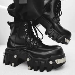 2025 New Trendy Heightening 8cm Bulldozer Men's Handsome British Style Platform Motorcycle Short Boots