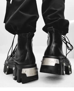 2025 New Trendy Heightening 8cm Bulldozer Men's Handsome British Style Platform Motorcycle Short Boots